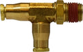 20166 (20-166) Midland Push-In Fitting - Swivel Male Run Tee - 1/2" Tube OD x 3/8" Male NPTF - Brass