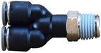 20557C (20-557C) Midland Push-In Fitting - Swivel Y Connector - 1/4" Tube OD x 1/4" Male NPT - Composite Body