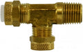 20313 (20-313) Midland Flareless Fitting - Poly-Flo® Male Run Tee - 3/8" Tube OD x 1/4" Male NPTF - Brass