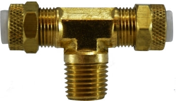 20324 (20-324) Midland Flareless Fitting - Poly-Flo® Male Branch Tee - 1/2" Tube OD x 3/8" Male NPTF - Brass