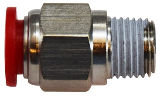 20801 (20-801) Midland Metric Push-In Fitting - Male Adapter - 12mm Tube OD x 1/4" Male BSPT Thread - Nickel Plated Brass