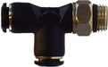 20677 (20-677) Midland Metric Push-In Fitting - Male Swivel Run Tee - 10mm Tube OD x 3/8" Male BSPT Thread - Composite Body