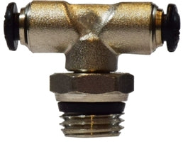 20686N (20-686N) Midland Push-In Fitting - Metric Tube Swivel Male Branch Tee - 10mm Tube OD x 1/4" Male Global Thread - Nickel Plated Brass