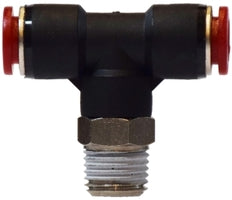 20684 (20-684) Midland Metric Push-In Fitting - Male Swivel Branch Tee - 8mm Tube OD x 1/4" Male BSPT Thread - Composite Body