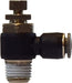 20728C (20-728C) Midland Push-In Fitting - 90° Right Angle Flow Control Meter In - 1/4" Tube OD x 1/4" Male NPT - Composite Body