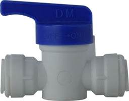 20900P (20-900P) Midland Push-In Tube Fitting - Shut Off Valve - 1/4" Tube OD x 1/4" Tube OD - Plastic