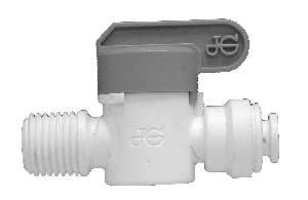 20904P (20-904P) Midland Push-In Tube Fitting - Shut Off Valve - 1/4" Tube OD x 1/4" Male NPTF - Plastic