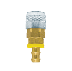 210-1513 ZSi-Foster Quick Disconnect 210 Series 1/4" Automatic Socket - 1/4" ID - Push-On Hose Stem - Brass/Steel