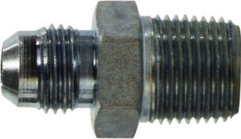 240486 (2404-8-6) Midland Hydraulic JIC Male Connector - 3/8" Male Pipe x 3/4-16 Male JIC 37° Flare - Steel