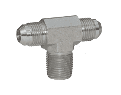 2601-4-4-4 Dixon Zinc Plated Steel (Two) 7/16"-20 Male 37 deg. JIC Flare x 1/4"-18 Male NPTF Branch Tee