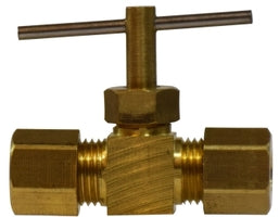 26021 (26-021) Midland Captive Sleeve Compression Fitting - Captive Sleeve Needle Valve - 1/4" Tube OD x 1/4" Tube OD - Brass