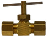 26023 (26-023) Midland Captive Sleeve Compression Fitting - Captive Sleeve Needle Valve - 3/8" Tube OD x 3/8" Tube OD - Brass