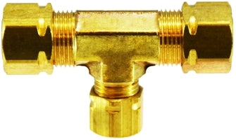 26105 (26-105) Midland Captive Sleeve Compression Fitting - Tee - 3/8" Tube OD - Brass