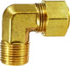 26226 Midland Captive Sleeve Compression Fitting - Barstock Male 90° Elbow - 1/4" Tube OD x 3/8" Male NPTF - Brass