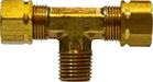 26296 (26-296) Midland Captive Sleeve Compression Fitting - Male Branch Tee - 3/8" Tube OD x 1/4" Male NPTF- Brass