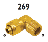 269-08-06 Adaptall Brass 90 deg. -08 Polytube Compression x -06 Male BSPT Elbow