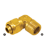269-04-04 Adaptall Brass 90 deg. -04 Polytube Compression x -04 Male BSPT Elbow