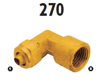 270-04-04 Adaptall Brass 90 deg. -04 Polytube Compression x -04 Female BSP Solid Elbow