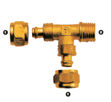 271-06-04 Adaptall Brass -06 Polytube Compression x -04 Male BSPT Run Tee