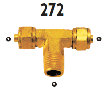 272-04-02 Adaptall Brass -04 Polytube Compression x -02 Male BSPT Branch Tee