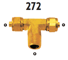 272-04-04 Adaptall Brass -04 Polytube Compression x -04 Male BSPT Branch Tee