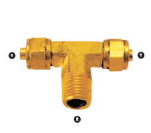 272-06-06 Adaptall Brass -06 Polytube Compression x -06 Male BSPT Branch Tee