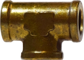 28048 (28-048) Midland Reducing Forged Tee - 1/8" Female NPTF x 1/8" Female NPTF x 1/4" Female NPTF - Brass