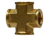 28052 (28-052) Midland Forged Female Pipe Cross - 1/2" Female NPTF x 1/2" Female NPTF x 1/2" Female NPTF x 1/2" Female NPTF - Brass