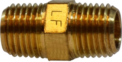 706122-04 Midland Lead Free Pipe Fitting - Hex Nipple - 1/4" Male Pipe - Brass