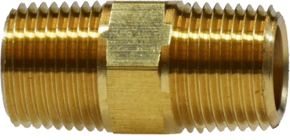 28212L (28-212L) Midland Low Pressure Hex Nipple - 1/4" Male NPTF - 1.12" Length - Brass