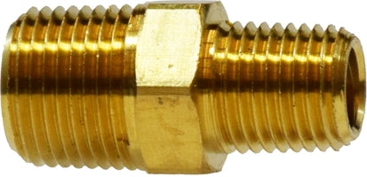 28222L (28-222L) Midland Reducing Low Pressure Hex Nipple - 3/8" Male NPTF x 1/4" Male NPTF - Brass
