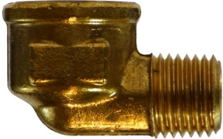 28262 (28-262) Midland Forged Reducing 90° Street Elbow - 1/4" Female NPTF x 3/8" Male NPTF - Brass