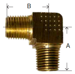 28266B Midland Barstock 90° Male Elbow - 1/8" Male NPTF x 1/8" Male NPTF - Brass