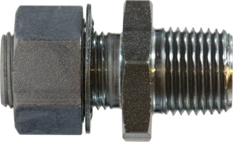 28309 (28-309) Midland Female x Male Pipe Bulkhead Fitting - 1/4-18 Female NPTF x 1/2-14 NPTF - 2.16" Length - Steel