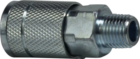 28514S (28-514S) Midland Automotive/Parker Interchange (Tru-Flate) Pneumatic Male Coupler - 1/4" Male Pipe - 3/8" Body Size - Steel