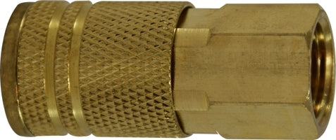 28540 (28-540) Midland Industrial Interchange Pneumatic Female Coupler - 1/4" Female Pipe - 1/4" Body Size - Brass