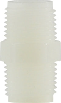 28614W (28-614W) Midland Plastic Pipe Fitting - Hex Nipple - 1/2" Male Pipe x 1/2" Male Pipe - White Nylon