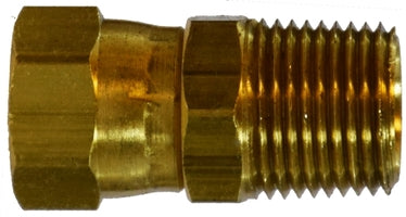 28753 (28-753) Midland JIC 37° Flare - Straight Swivel Adapter - 3/8" Tube OD - 1/4-18" Male NPTF - 9/16-18" Tube Thread - Brass