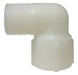 28720W (28-720W) Midland Plastic Pipe Fitting - 90° Street Elbow - 1/4" Female Pipe x 1/4" Male Pipe - White Nylon