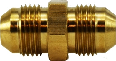 28969 (28-969) Midland JIC 37° Flare - Straight Tube Union - 3/8" Tube OD - 9/16-18 Tube Thread - Brass