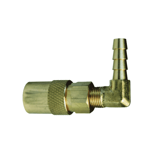 2CM9S2-B Dixon Brass CM-Series Quick Disconnect 1/4" Industrial Mold Interchange Valved Hydraulic Coupler - 90 deg. - Hose Barb - 1/4" Hose ID