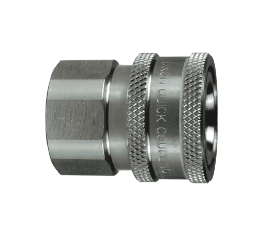 2VF2-SS-E Dixon 316 Stainless Steel V-Series Quick Disconnect 1/4" Snap-Tite H/IH Interchange Unvalved Hydraulic Coupler - 1/4"-18 Female NPTF