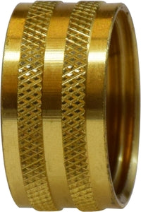 707407-12 Midland Lead Free Barstock Garden Hose Fitting - Garden Hose Nut - Knurled - 3/4" Female GHT - Brass