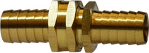 30030 (30-030) Midland Garden Fitting - Barstock Hose Coupling - 1" Hose Barb x 1" Hose Barb - Brass