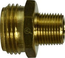 707478-120808 Midland Lead Free Barstock Garden Hose Fitting - Male x Male Rigid - 3/4" Male GHT x 1/2" Male NPTF (1/2" SWT) - Brass