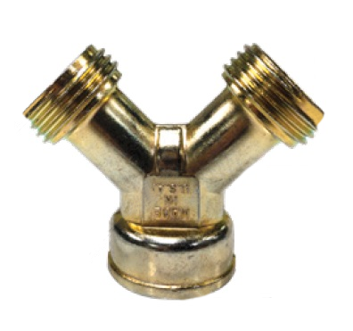 30141 Midland Garden Hose Valve - Hose Y Connector - 3/4" Female GHT x 3/4" Male GHT x 3/4" Male GHT - Zinc Alloy