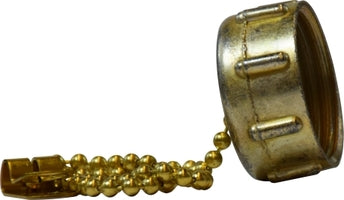 30142 (30-142) Midland Garden Hose Cap with Chain - 3/4" Female GHT with 12" Chain - Zinc Die Cast