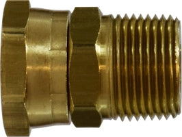 30184 (30-184) Midland Garden Hose Fitting - Female x Male Swivel (Crimp Style) - 3/4" Female GHT x 3/8" Male NPTF - Brass