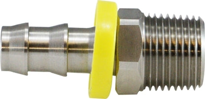 30204SS (30-204SS) Midland Push On Hose Barb - Male Adapter - 3/8" Hose ID x 3/8" Male NPT - 316 Stainless Steel