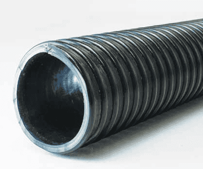 3020-0600-050 by Jason Industrial | 3020 Series | HD Polyurethane Lined | PVC Material Handling Hose | Black | 30 PSI | 6" ID | 6.80" OD | 50ft